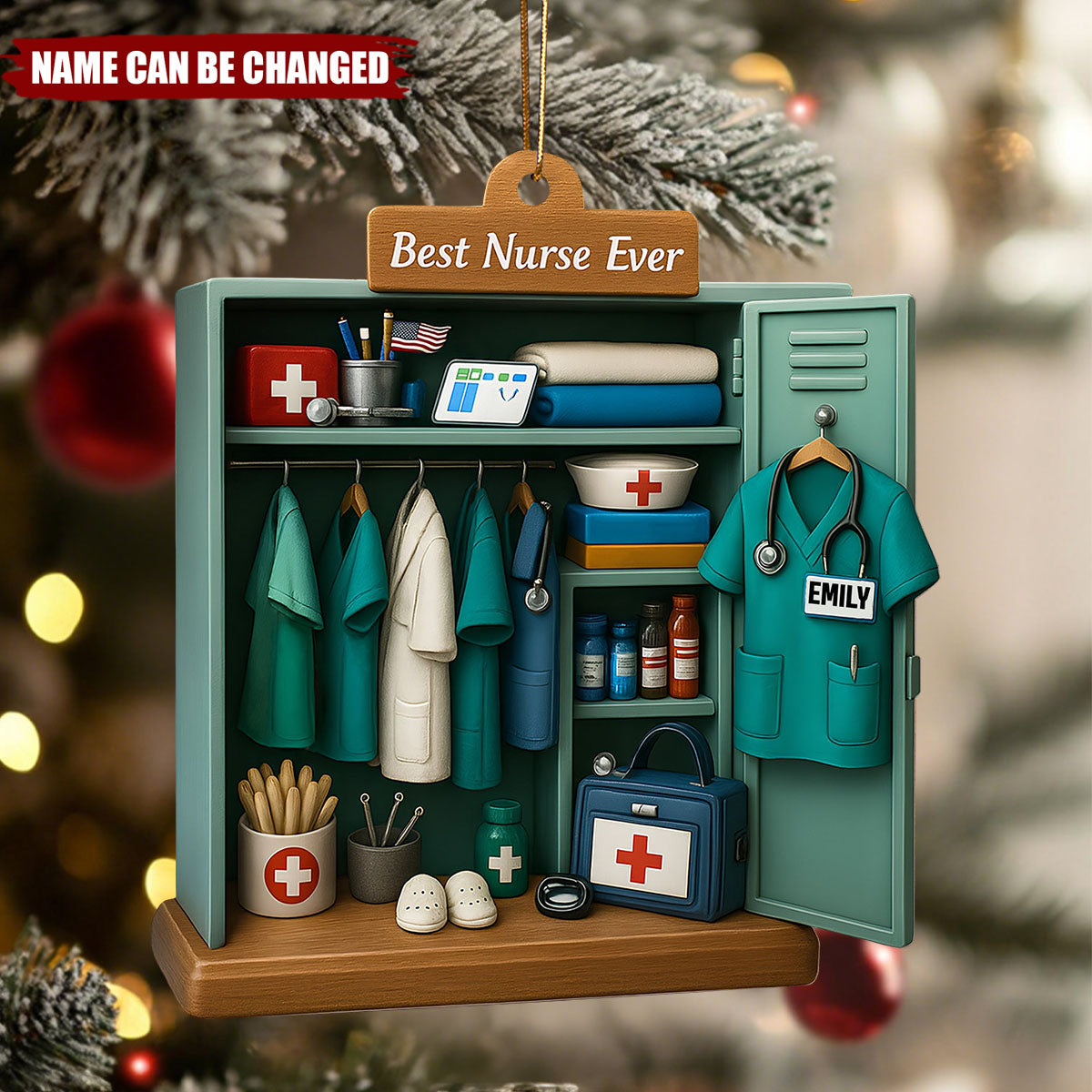 Best Nurse Ever With Nurse Uniform And Medical Equipment - Personalized Wooden Ornament