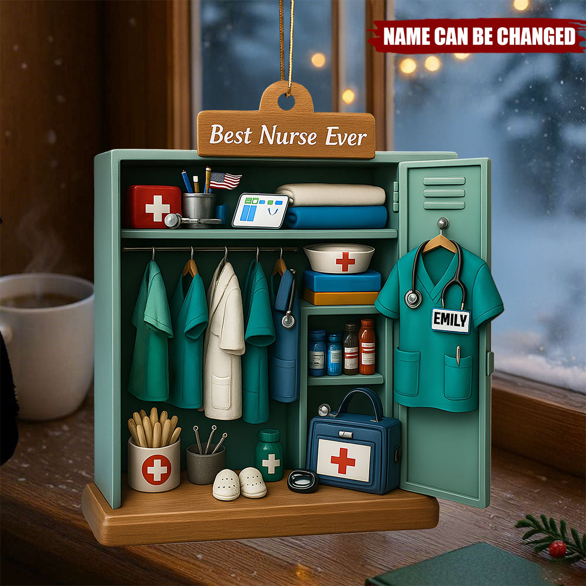 Best Nurse Ever With Nurse Uniform And Medical Equipment - Personalized Wooden Ornament