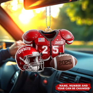 Football Season - Personalized Acrylic Car Ornament
