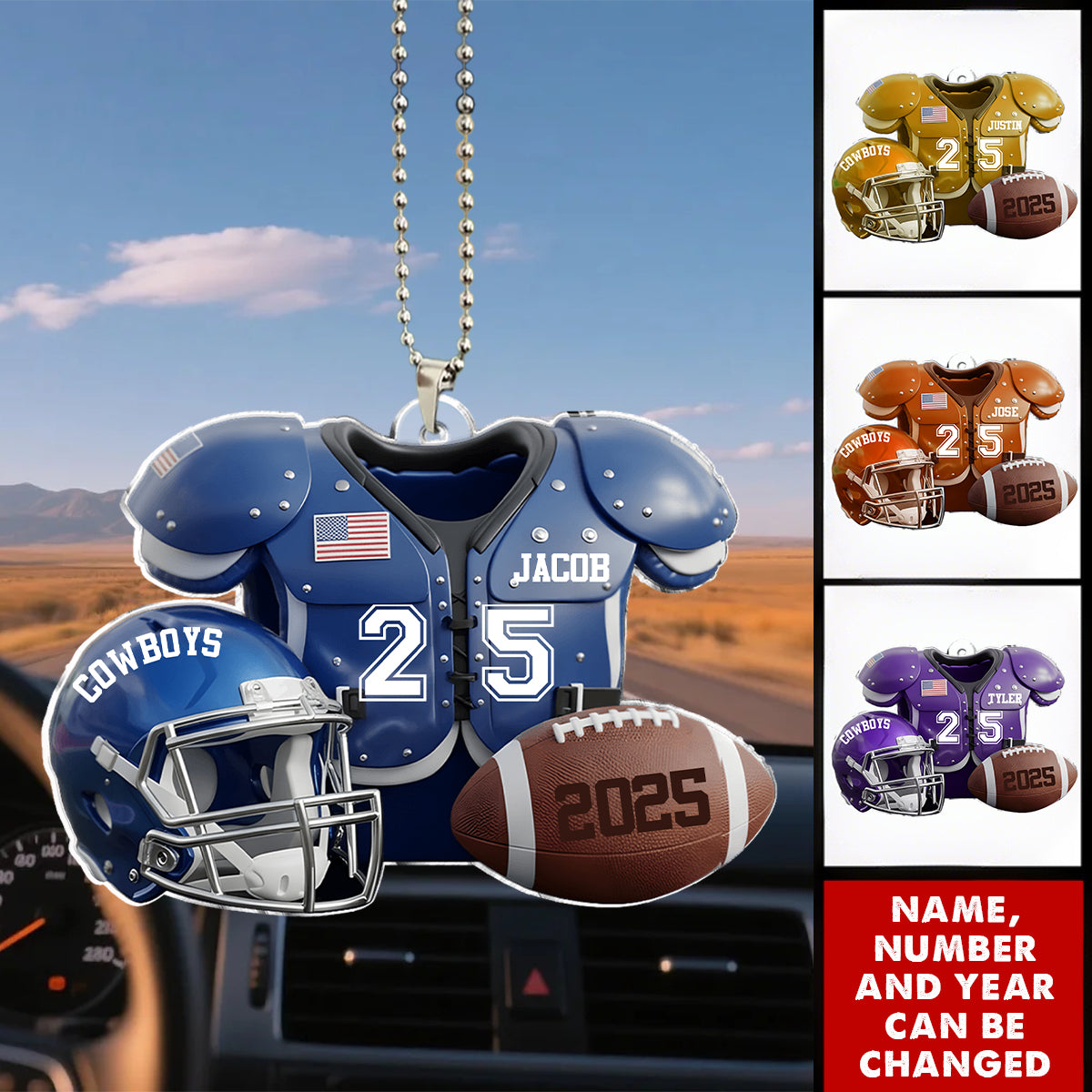 Football Season - Personalized Acrylic Car Ornament