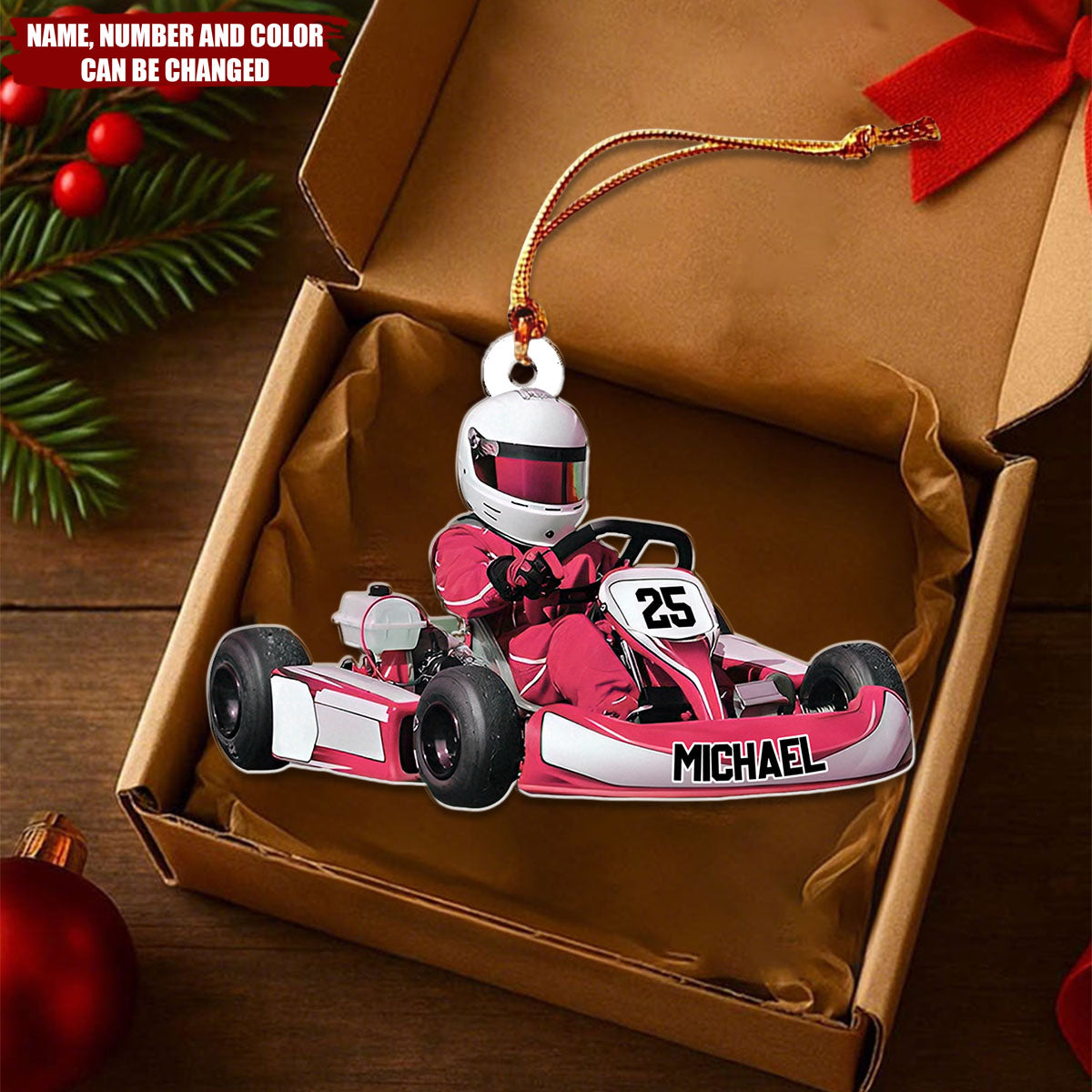 F1 Racing Car - Personalized Christmas Acrylic Ornament