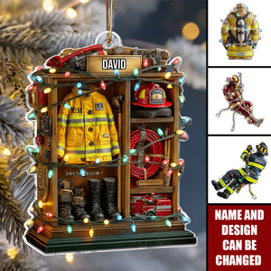 Proud Firefighter Christmas - Personalized Christmas Acrylic Ornament