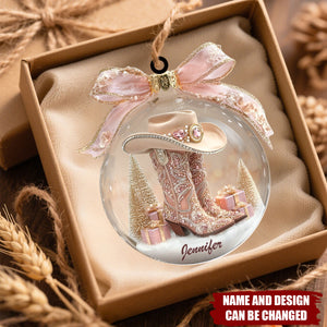 Cowboy Boots & Hat - Personalized Christmas Acrylic Ornament