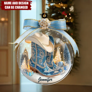Cowboy Boots & Hat - Personalized Christmas Acrylic Ornament