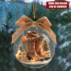 Cowboy Boots & Hat - Personalized Christmas Acrylic Ornament