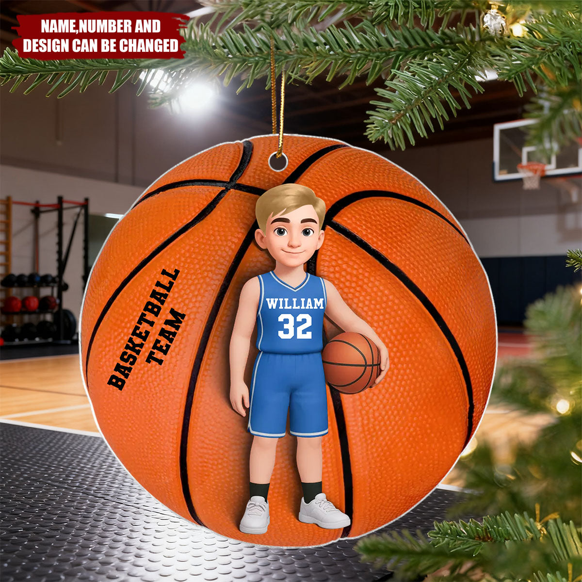 3D Effect Basketball Girl Boy - Personalized Christmas Acrylic Ornament