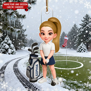 Christmas Golf Man Woman - Personalized Christmas Acrylic Ornament