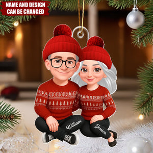 3D Effect Shining Effect Beautiful Couple - Personalized Christmas Acrylic Ornament