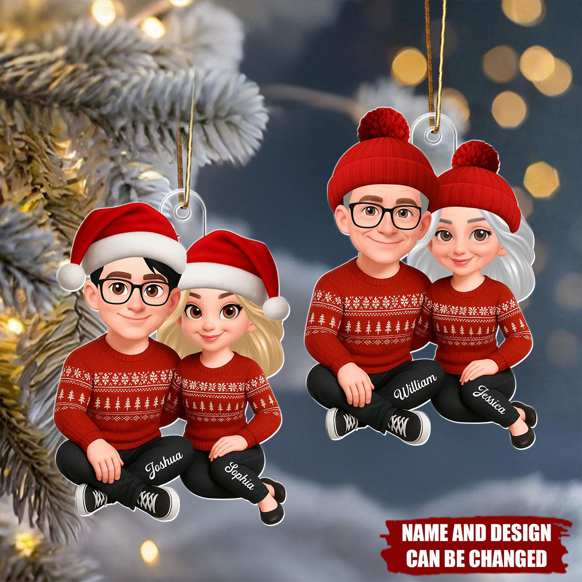 3D Effect Shining Effect Beautiful Couple - Personalized Christmas Acrylic Ornament