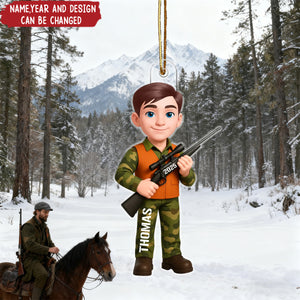 Christmas Boy Girl Hunting - Personalized Christmas Acrylic Ornament
