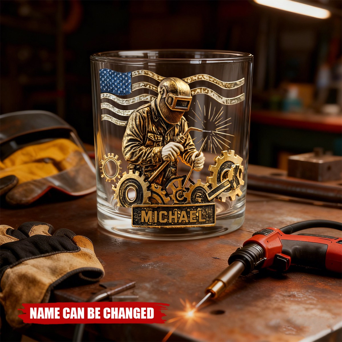 Strong Welders Drink Whiskey - Personalized Welder Whiskey Glass