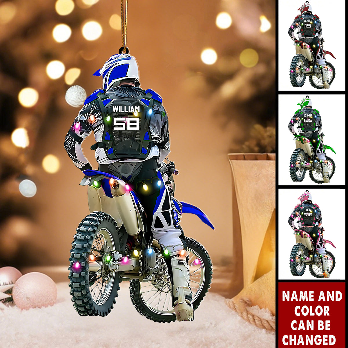 Motocross Dirt Bike - Personalized Christmas Acrylic Ornament, Gift for Motocross Racers