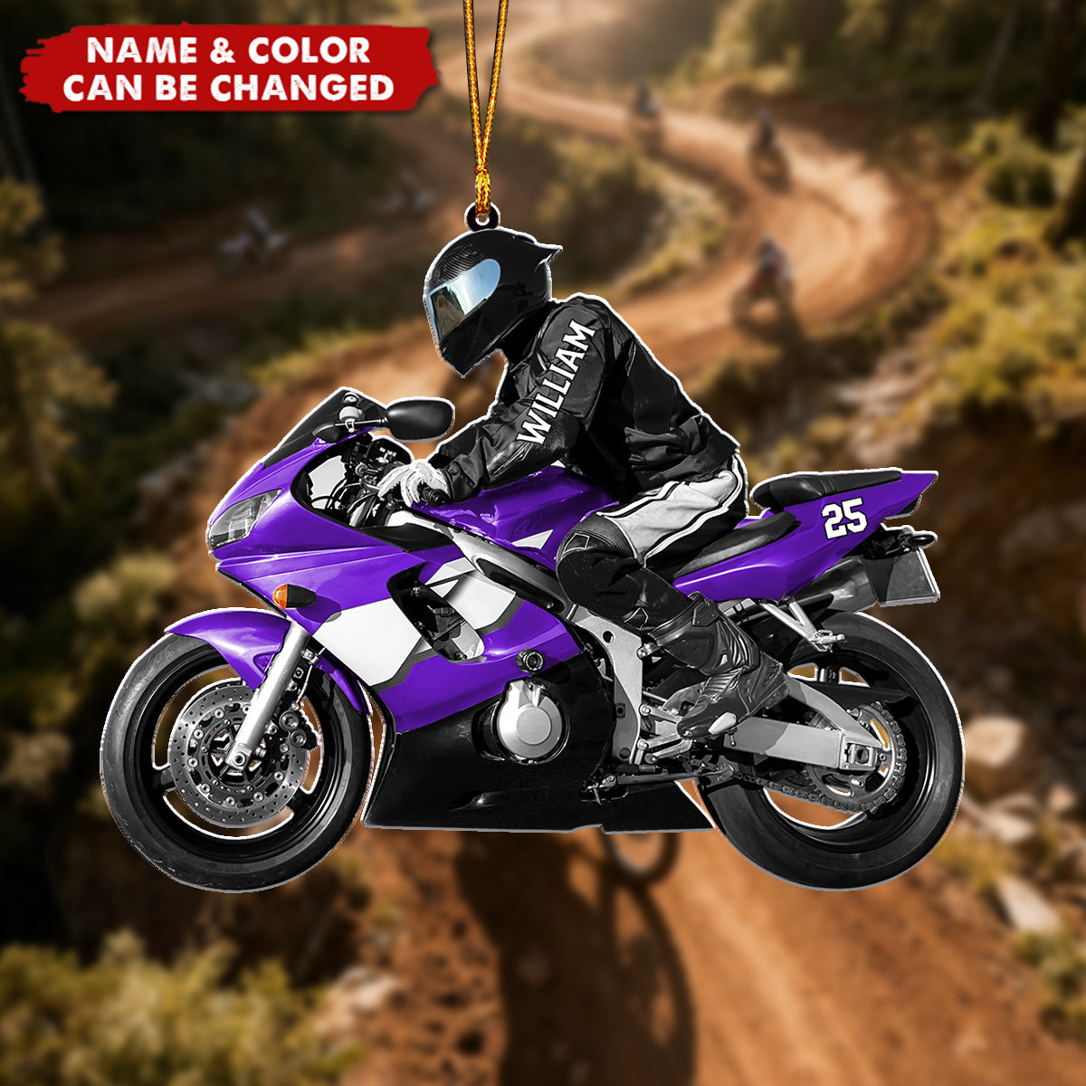 Motocross Biker - Personalized Christmas Acrylic Ornament