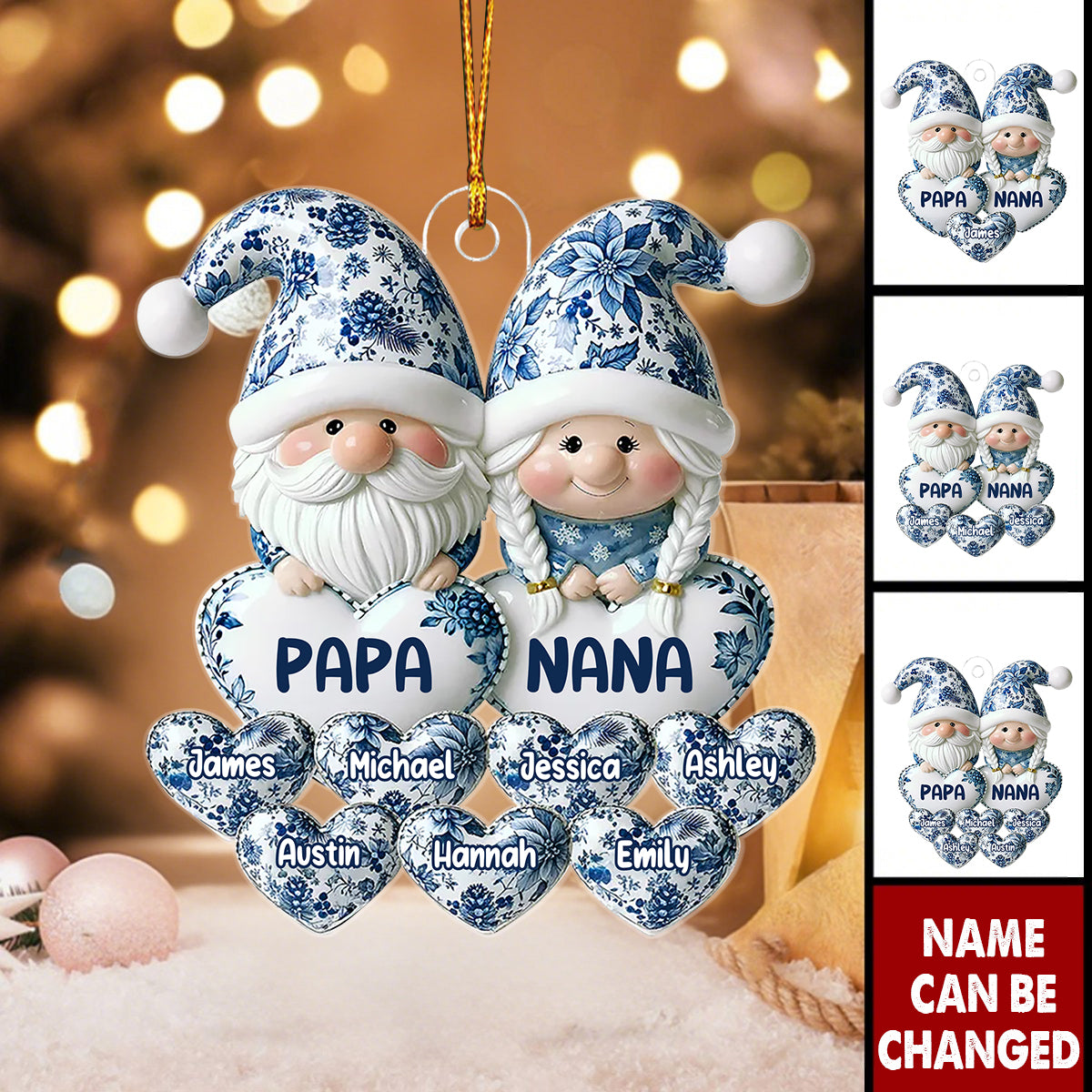 Timeless Vintage Toile De Jouy Grandparents - Personalized Christmas Acrylic Ornament