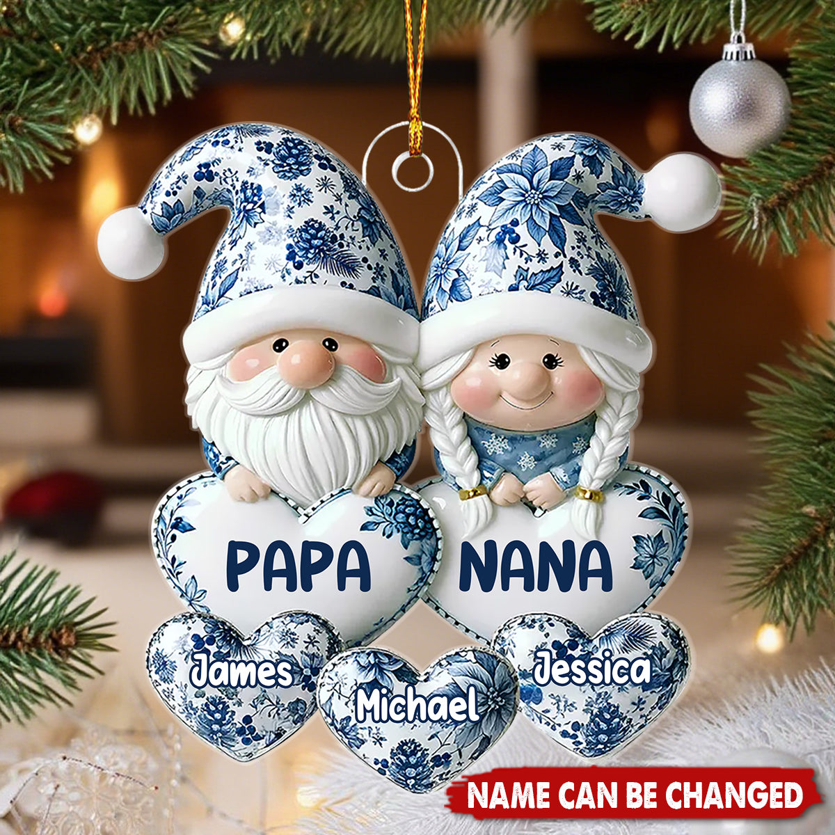 Timeless Vintage Toile De Jouy Grandparents - Personalized Christmas Acrylic Ornament
