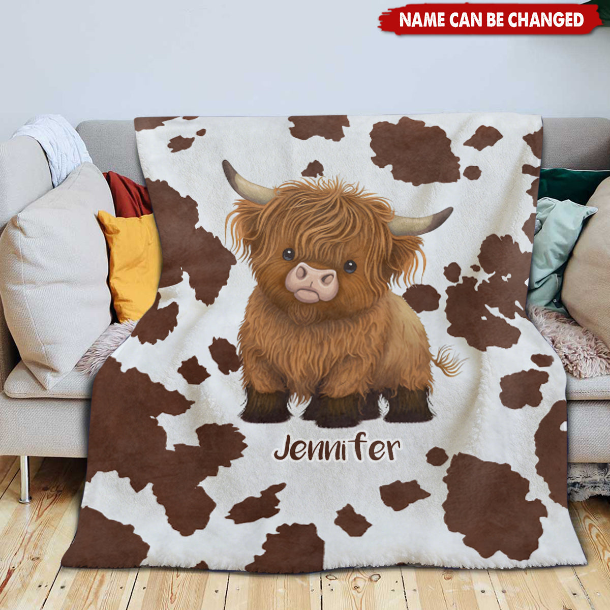 Cute Highland Cow - Personalized Blanket