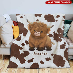 Cute Highland Cow - Personalized Blanket