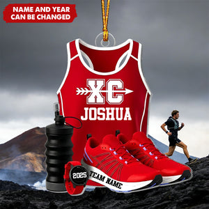 3D Effect Cross Country Runner - Personalized Christmas Acrylic Ornament