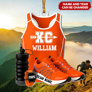 3D Effect Cross Country Runner - Personalized Christmas Acrylic Ornament