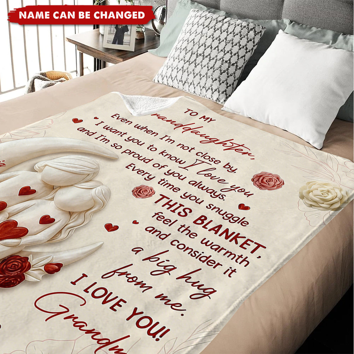 To My Granddaughter Love and Warmth - Personalized Blanket