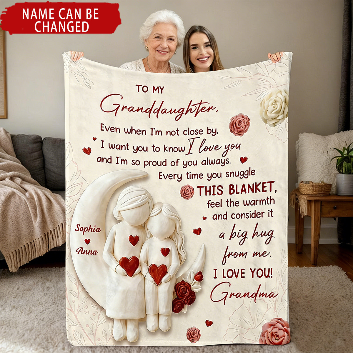 To My Granddaughter Love and Warmth - Personalized Blanket