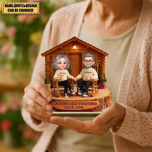 Eternal Love Couple Forever Together Wooden Cabin - Personalized 2-Layered Wooden Plaque