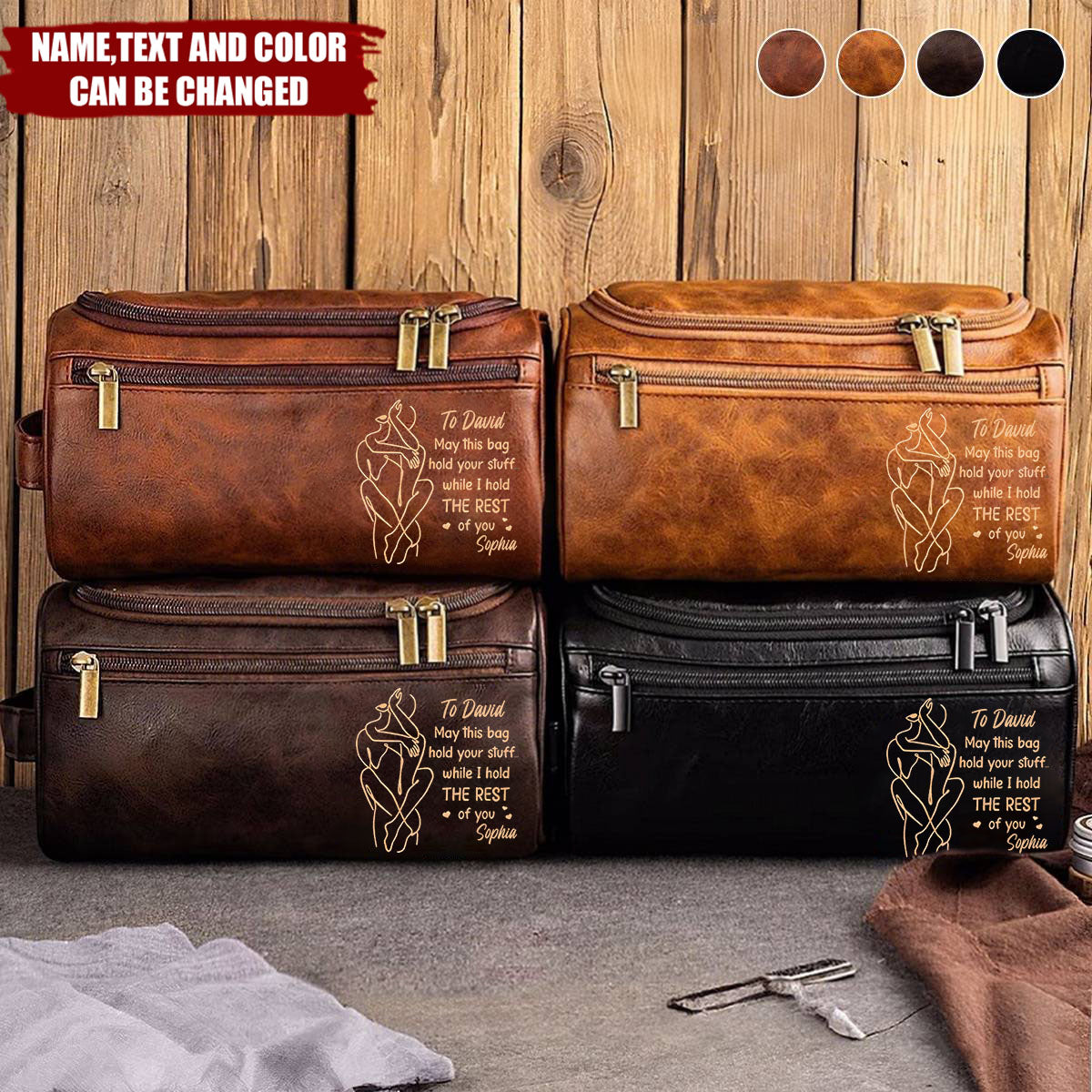 Personalized Gifts For Him Leather Toiletry Bag