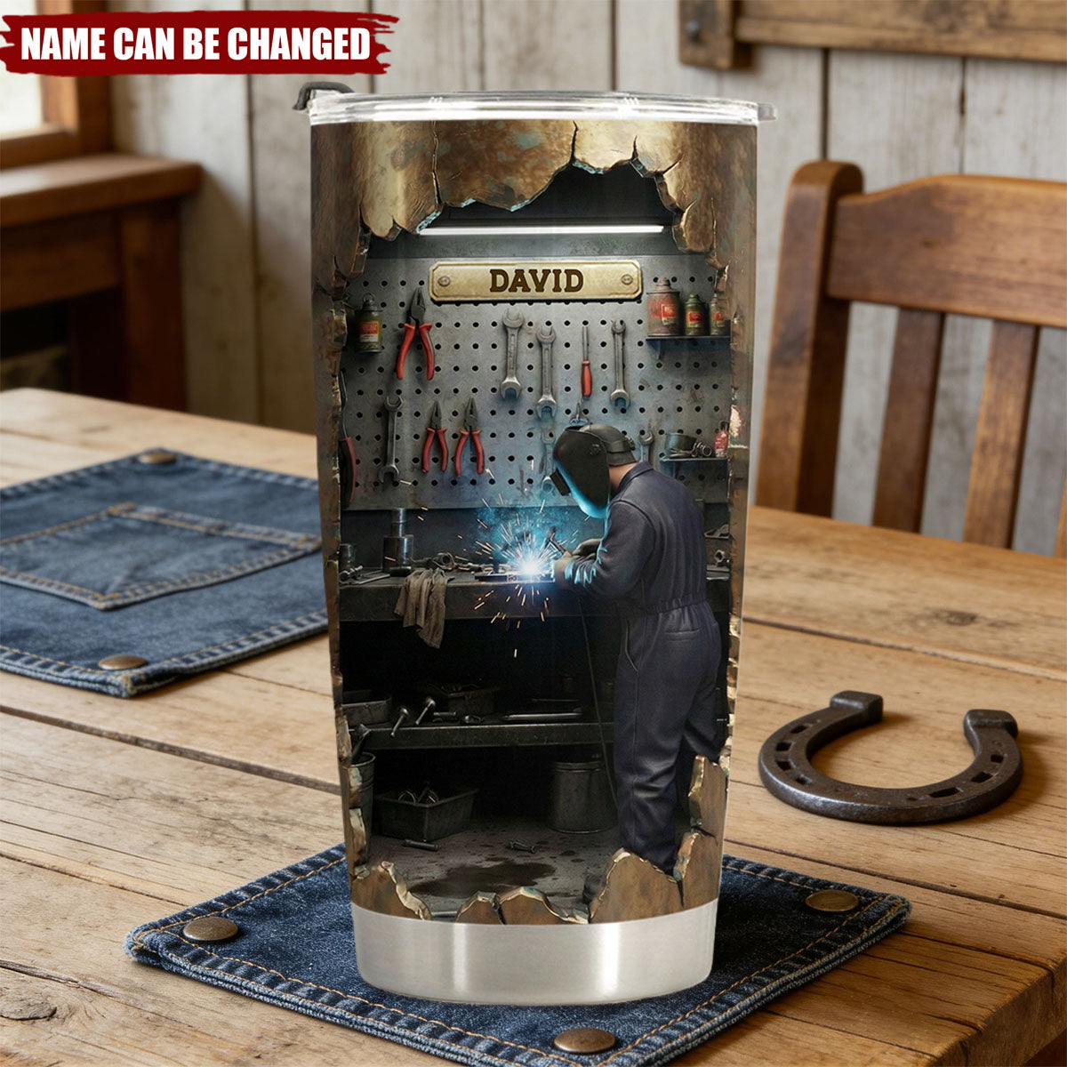 Hard At Work Welder - Custom Stainless Steel Tumbler, Gift For Welders