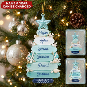 Sea Glass Look Tree – Personalized Acrylic Custom Shape Ornament, Gift For Coastal Family