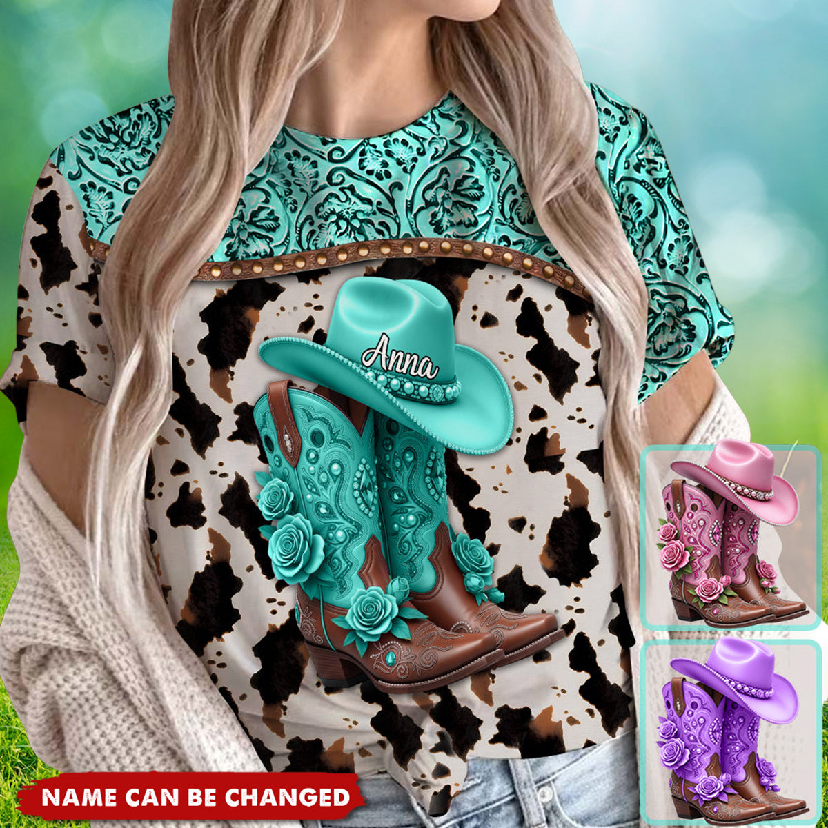 Western Cowgirl Boots - Personalized Cowgirl All Over Shirt