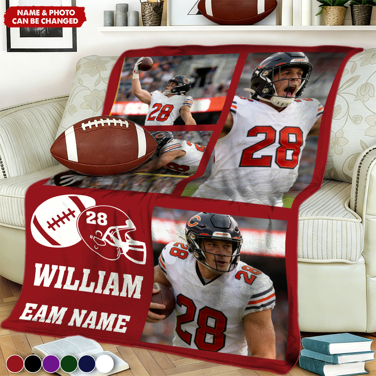 In This House, We Cheer Loud - Personalized Blanket, Football Player Gift, Custom Game Day Photo Sports Blanket