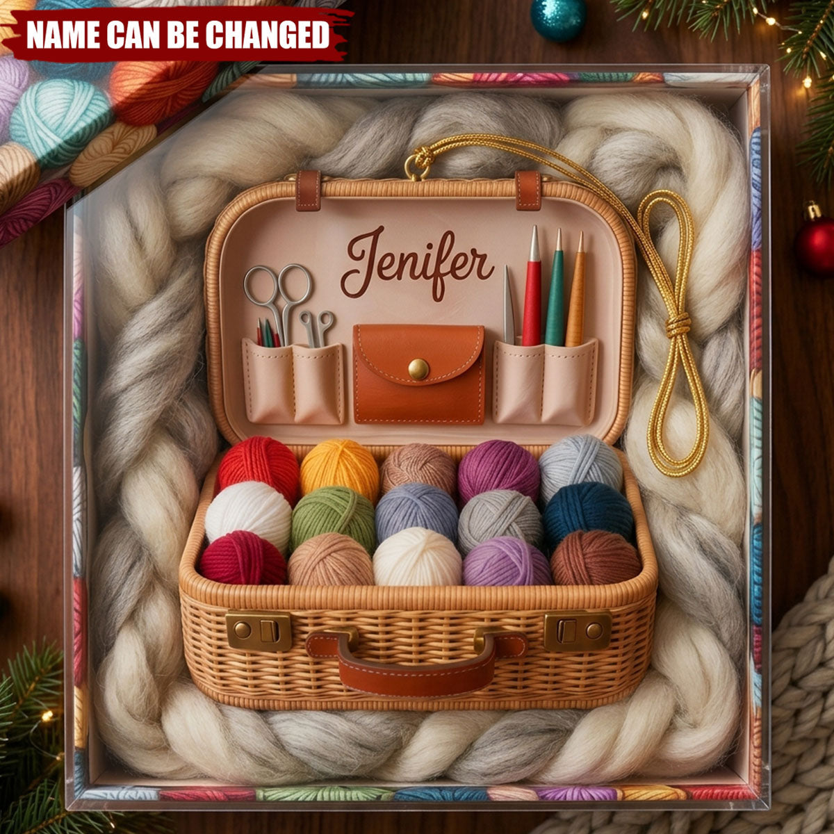 Knitting and Crochet 2D FLAT Ornament, Personalized Yarn Ball Ornament, Sewing Lover Gift