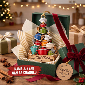Personalized Chef Christmas Ornament, Custom Name Acrylic Ornament, Kitchen Cooking Decor, Chef Keepsake Gift