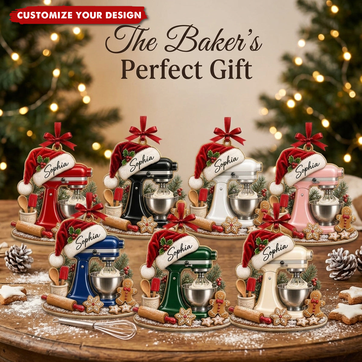 Personalized Mixer Christmas Ornament, Custom Kitchen Mixer Ornament, Baking Gift for Mom, Baker Christmas Gift, Stand Mixer Ornament