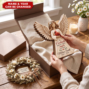 Personalized Cardinal Angel Wooden Block - Gift For Grief & Memorial Loved Ones