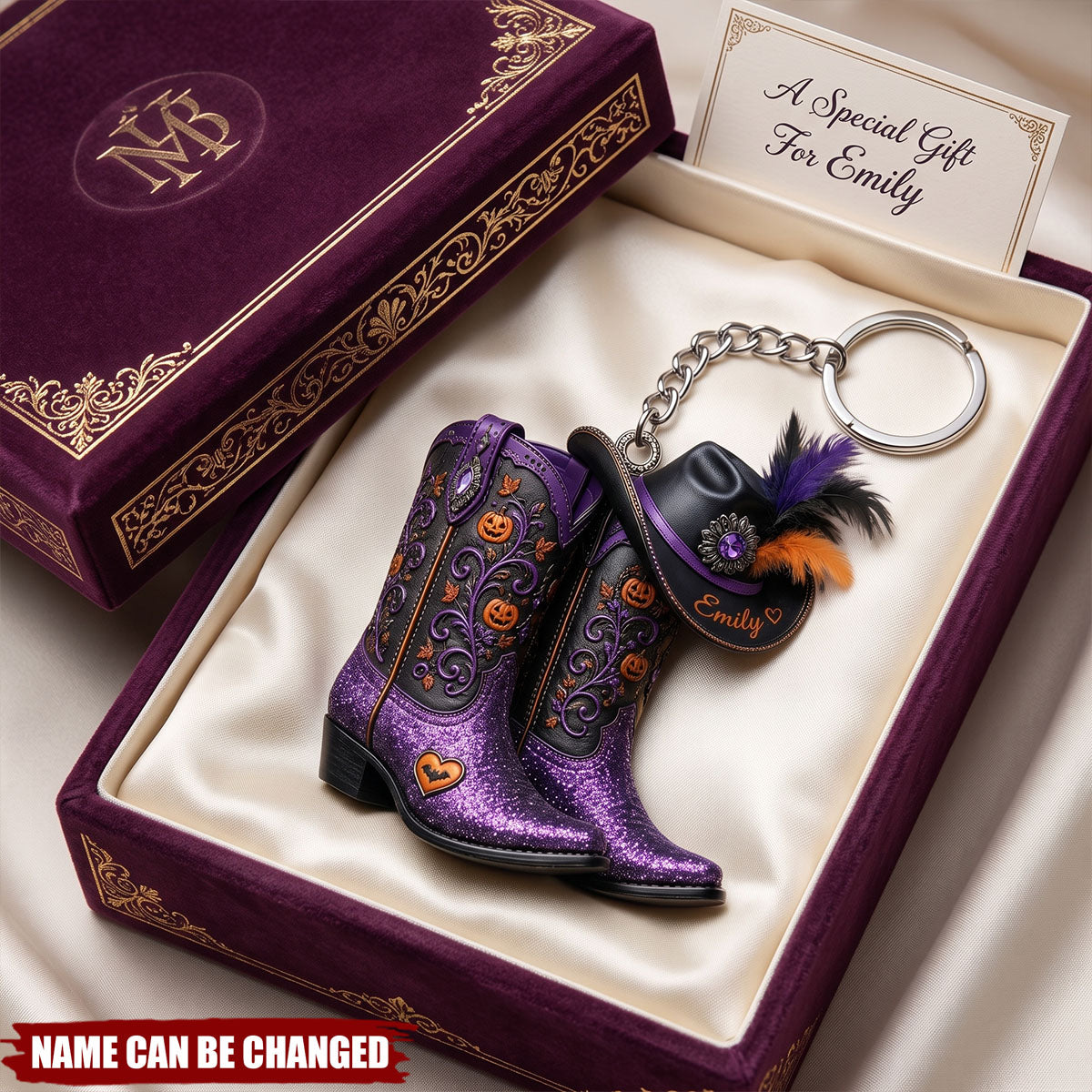 Personalized Halloween Cowboy Boots Acrylic Keychain