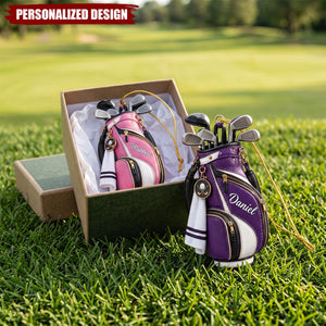 Personalized Golf Bag Christmas Ornament, Custom Golfing Holiday Decor