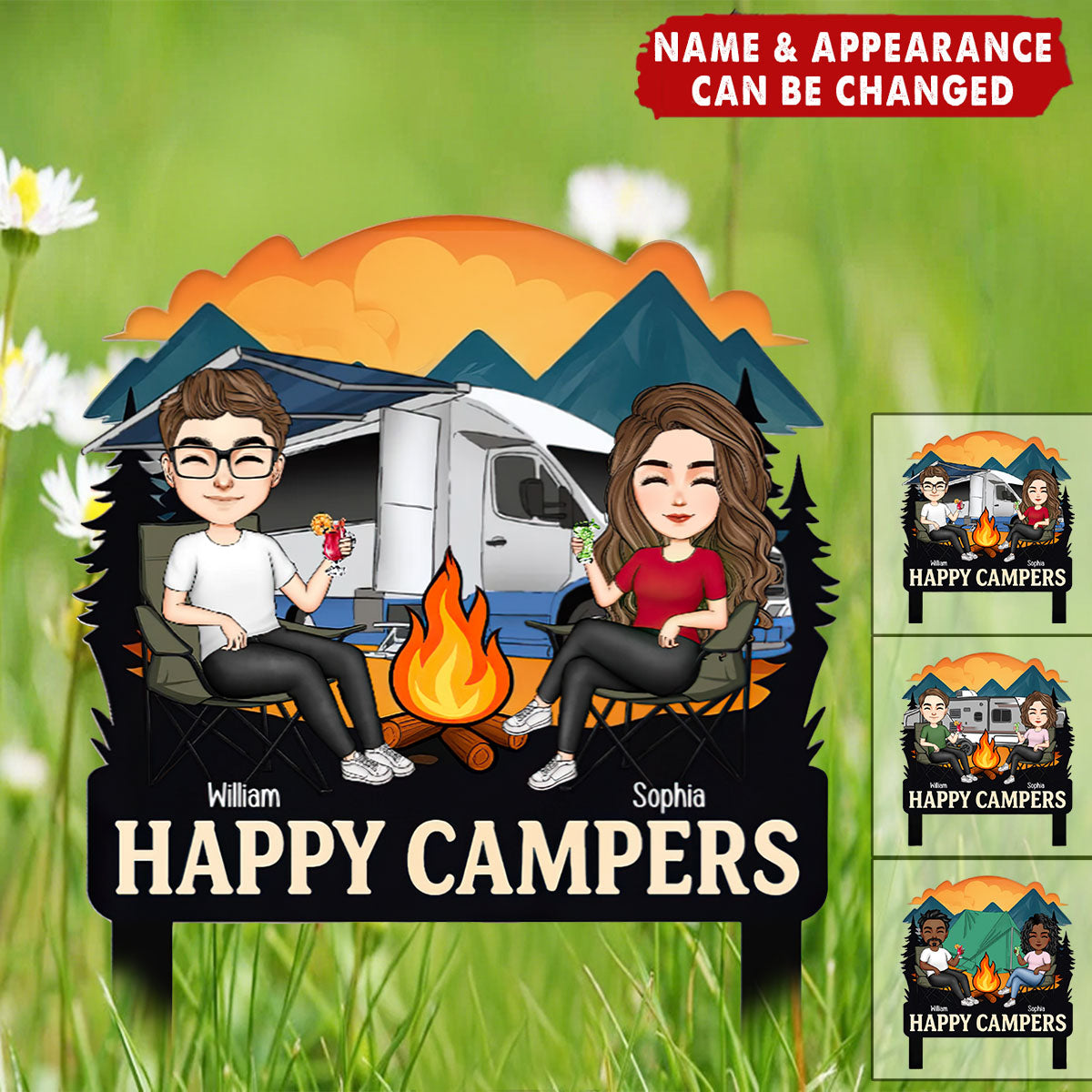 Happy Campers Welcome To Our Campsite - Personalized Garden Stake