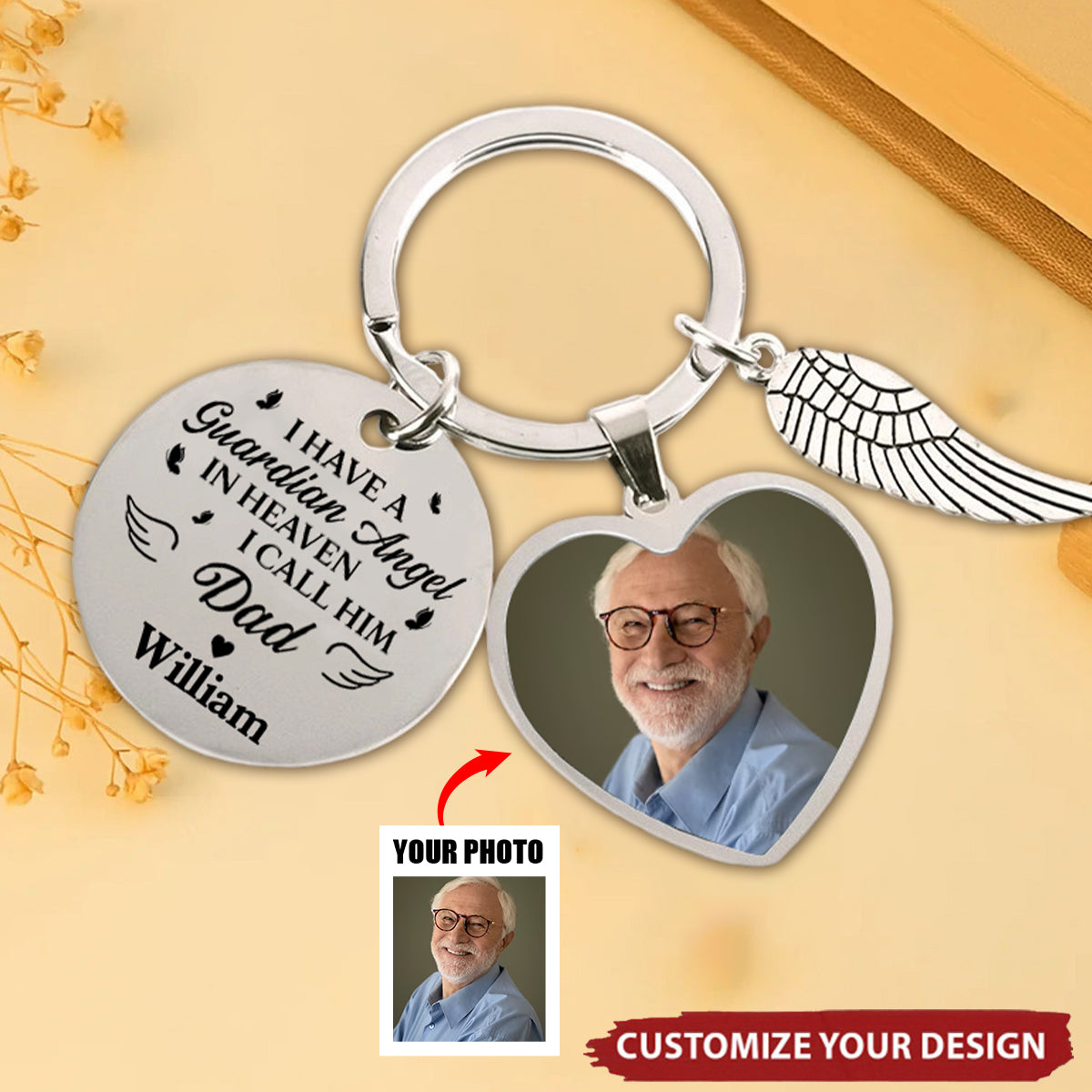 Memorial Gift For Loss Of Loved One Have A Guardian Angel - Personalized Keychain