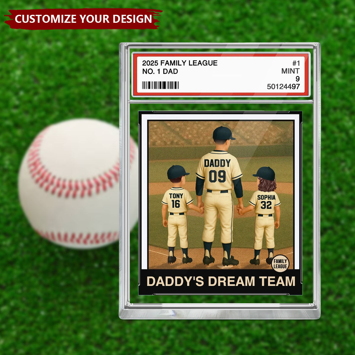Baseball Dad Grandpa Man & Kids Personalized Acrylic Plaque