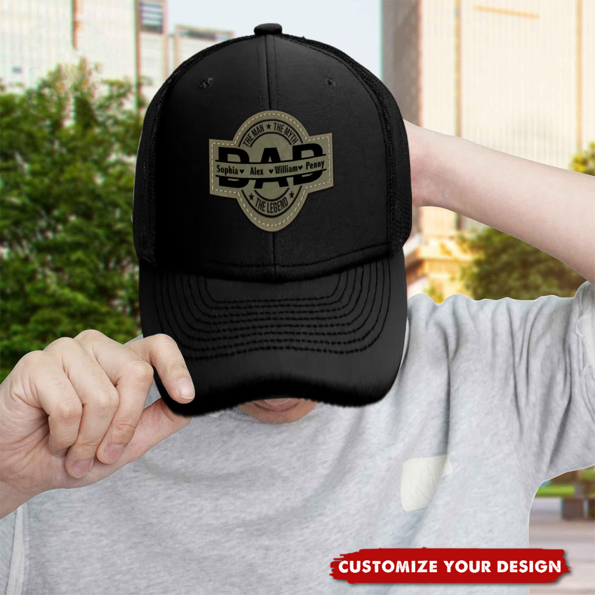 Dad, The Man, The Myth, The Legend - Personalized Leather Patch Hat