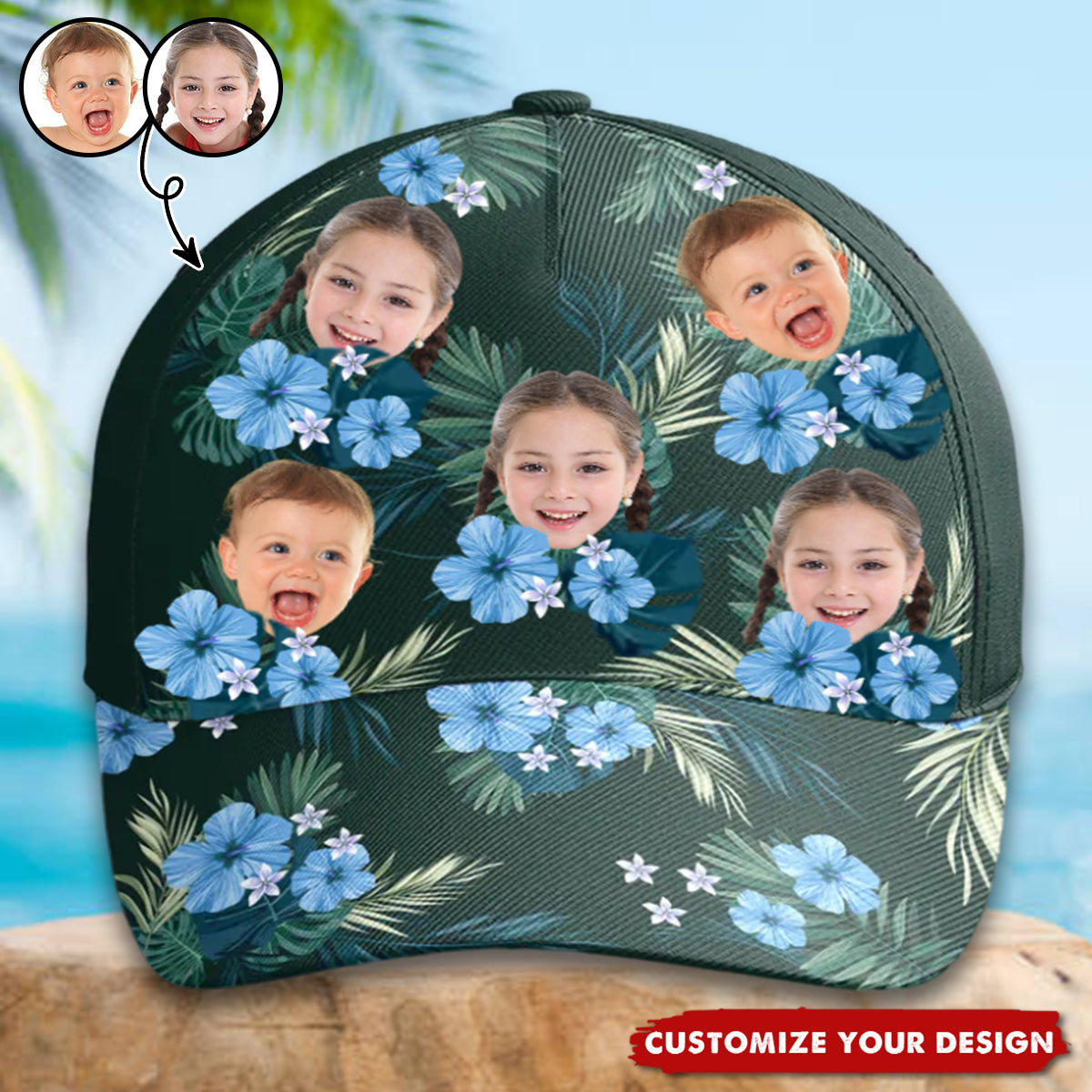 Custom Face Summer Tropical - Personalized Photo Classic Cap