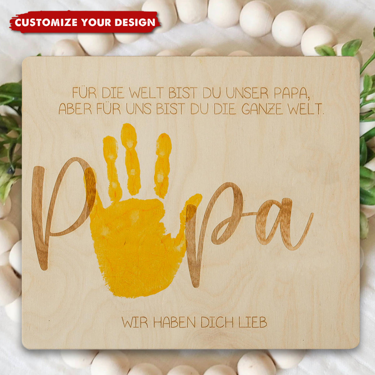 Father's Day Handprint DIY Sign -  Personalized Wooden Plaque