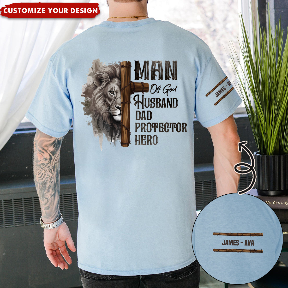 Dad Man Of God - Personalized Back Printed Shirt
