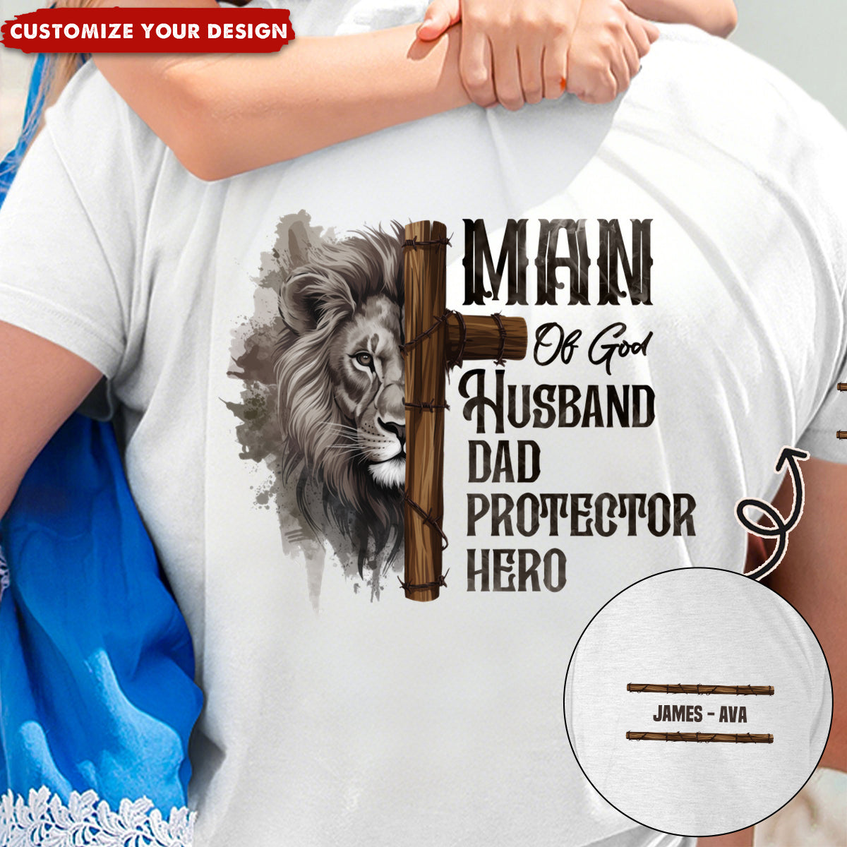 Dad Man Of God - Personalized Back Printed Shirt