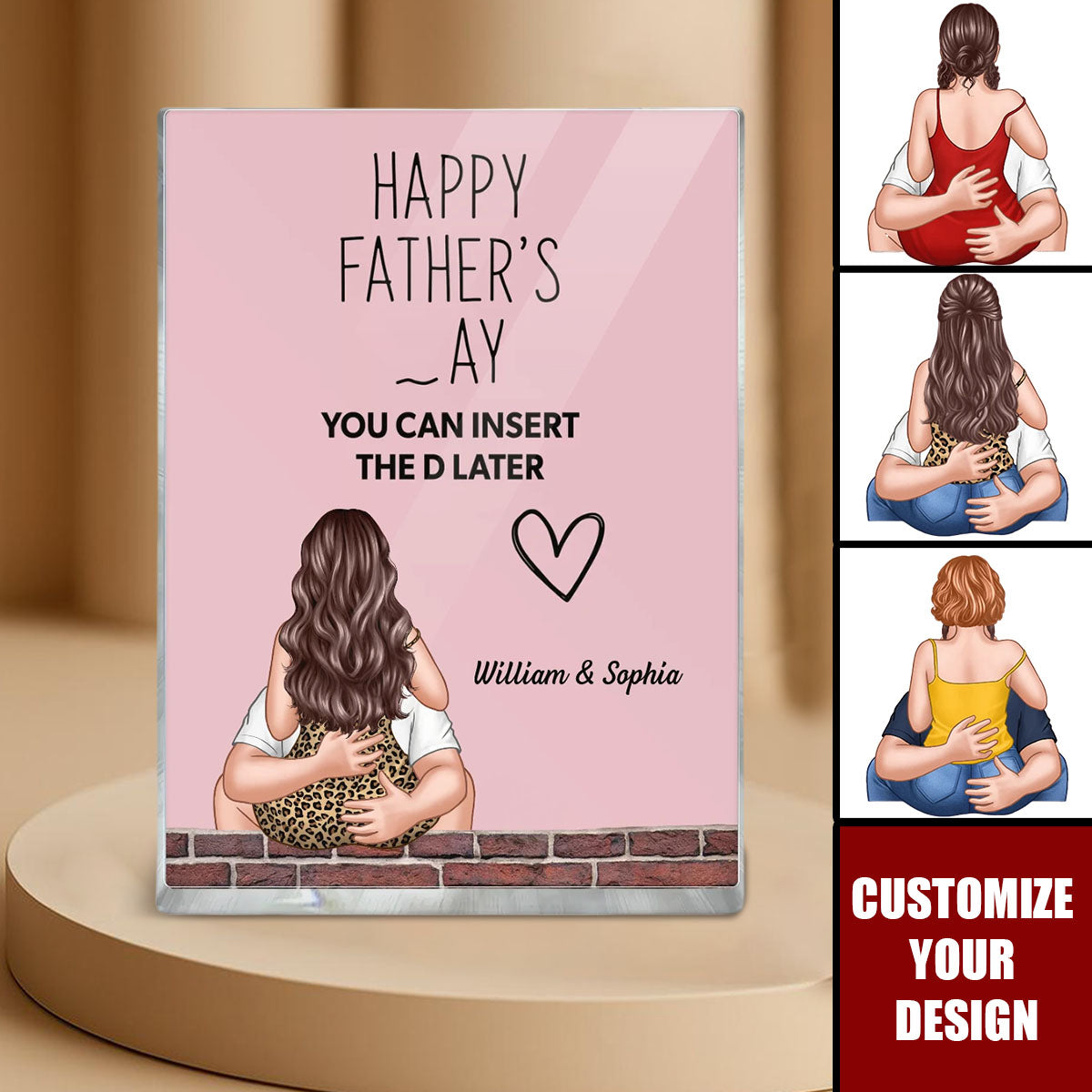 Hugging Couple Personalized Acrylic Block Plaque, Funny Father's Day Gift For Husband