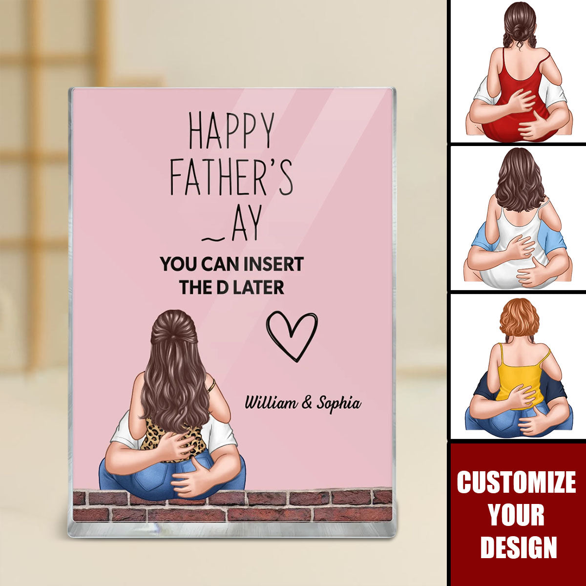 Hugging Couple Personalized Acrylic Block Plaque, Funny Father's Day Gift For Husband