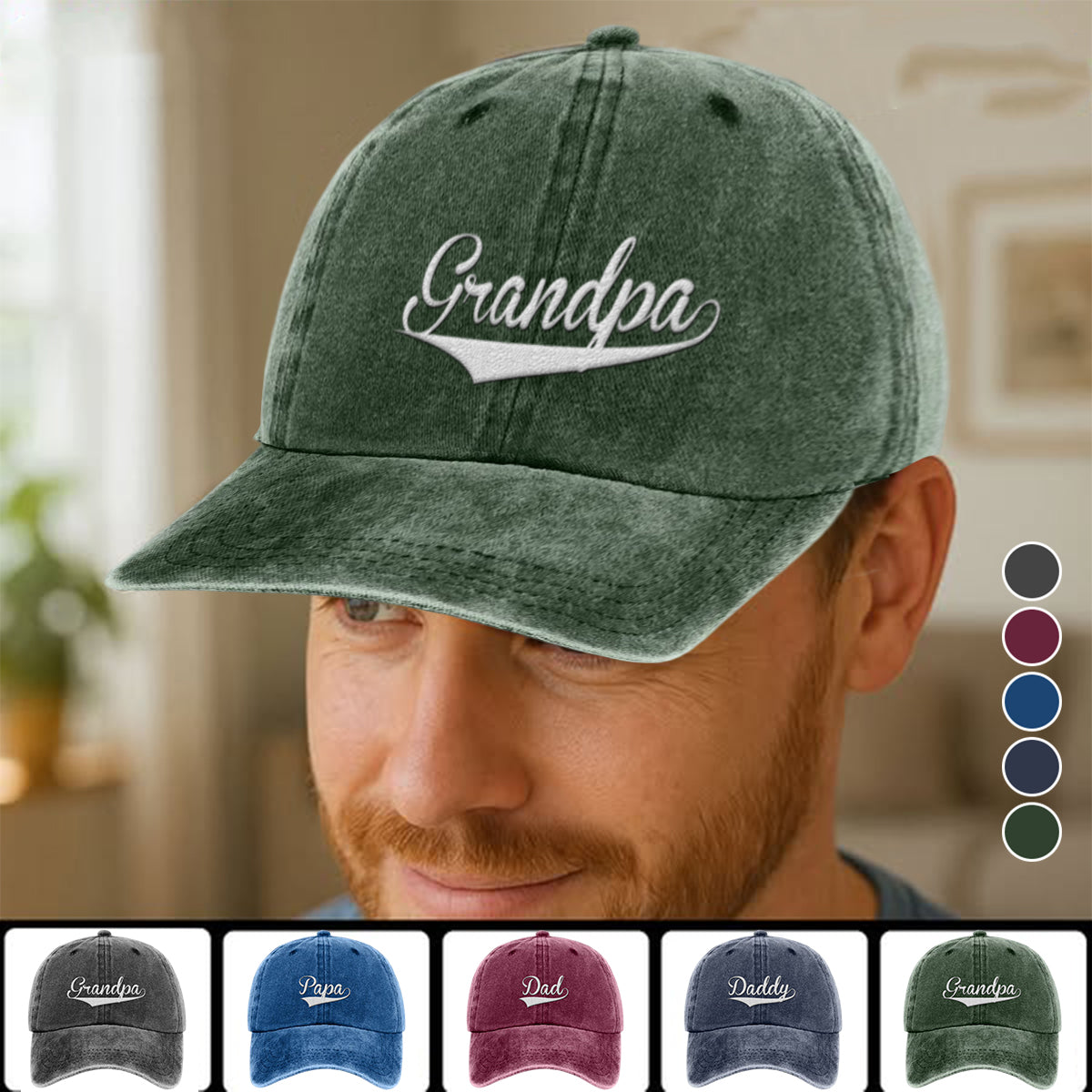 Custom Dad With Kids Names - Personalized Cap