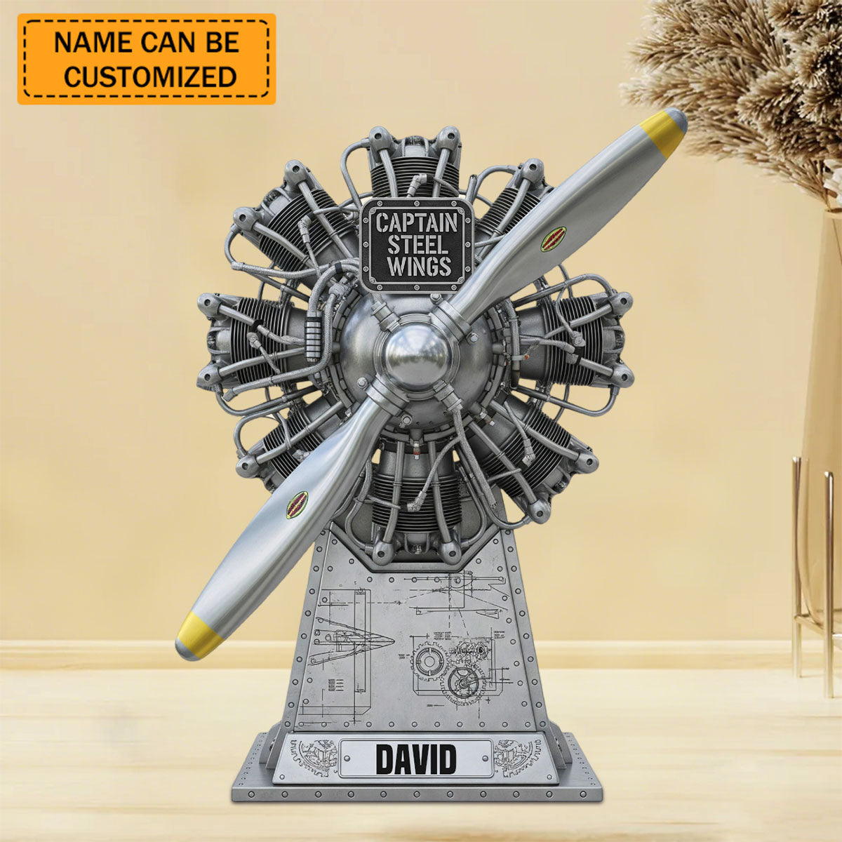 Radial Airplane Engine Acrylic Plaque - Personalized Gifts For Pilot