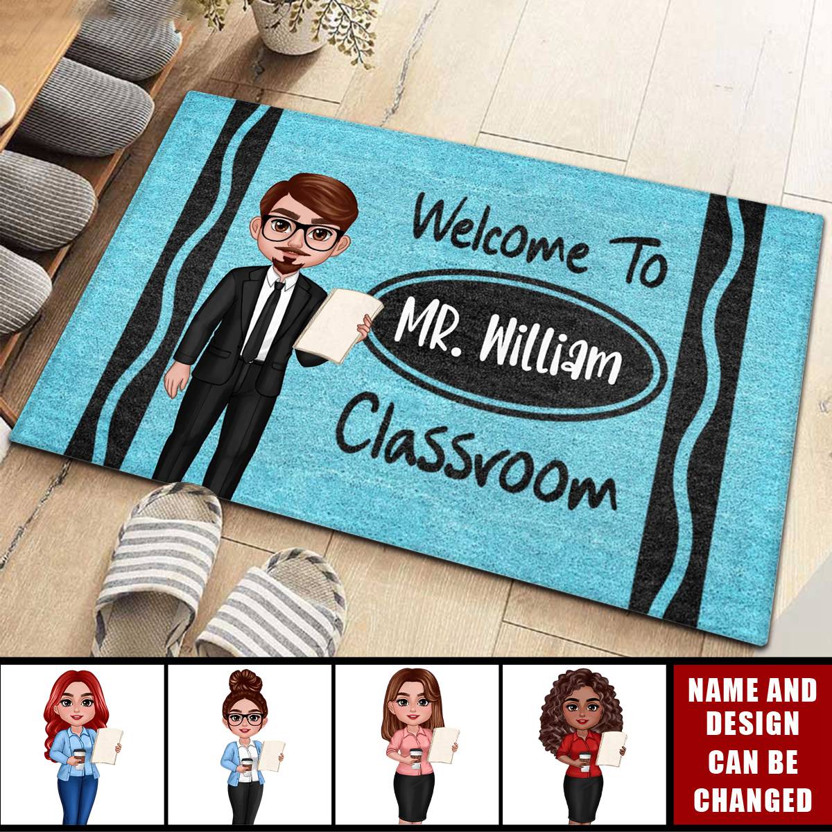 Teacher Crayon Welcome To Classroom Personalized Doormat